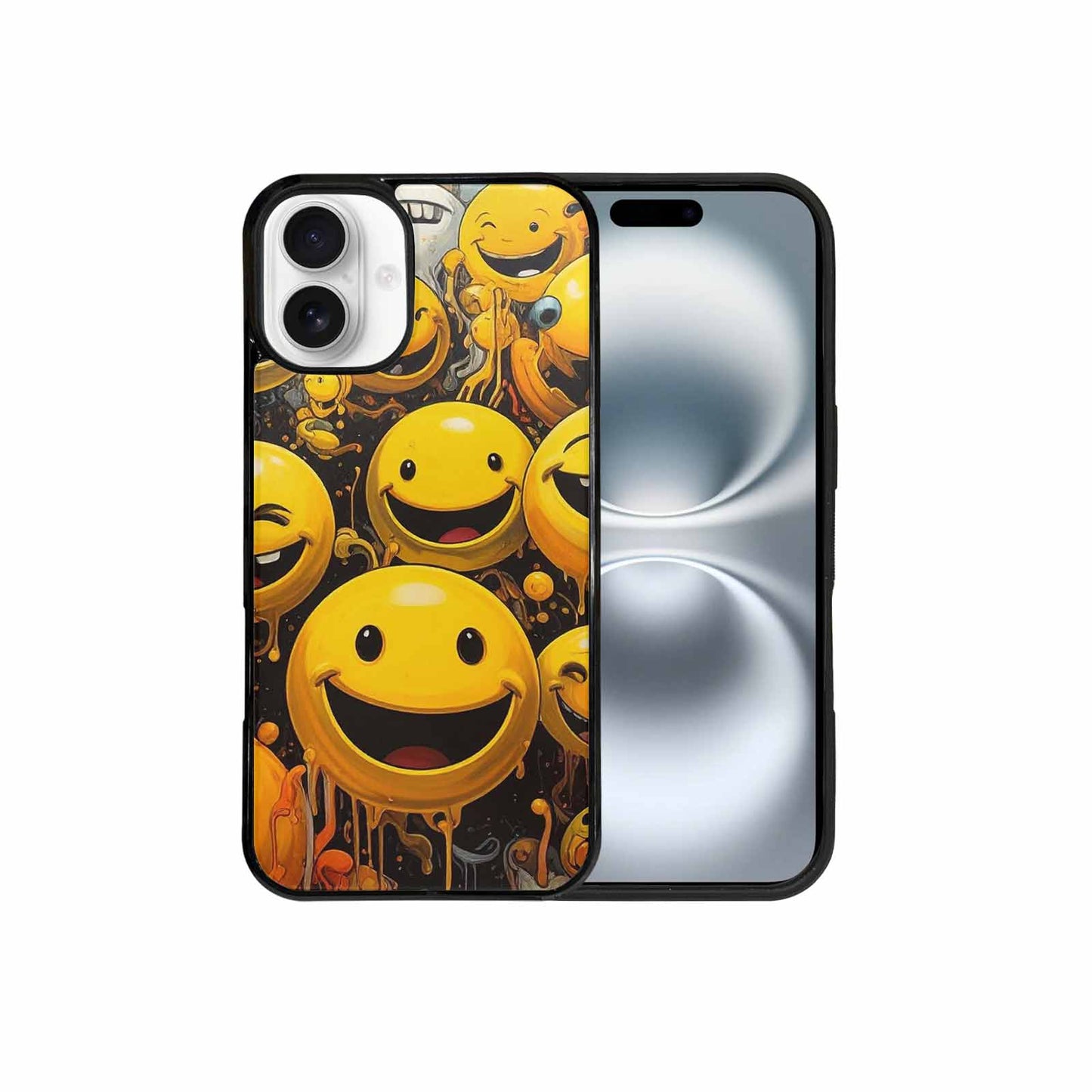 iPhone 16 Plus Case — Melting Moon Smiley Red Splatt, Personalized Phone Case