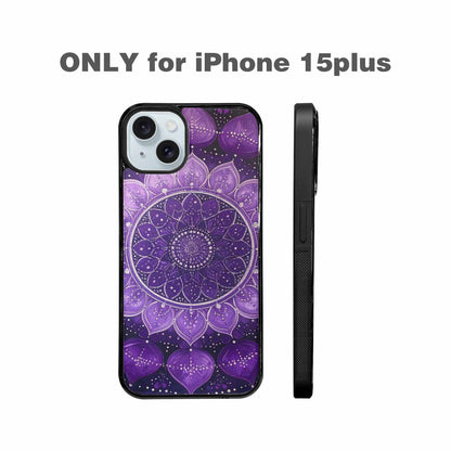 iPhone 15 Plus Case — Purple Mandala Bohemian Print Edge To, Custom Designed Case Cover
