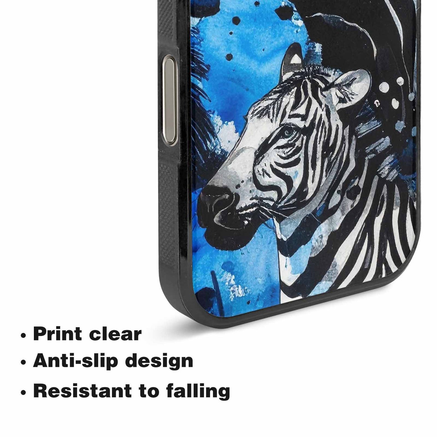 iPhone 16 Pro Max Case — Animal Print Black Blue Ink Animal, Original Design Phone Case