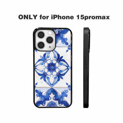 iPhone 15 Pro Max Case — Talavera Tile Floral, Custom Designed Case Cover