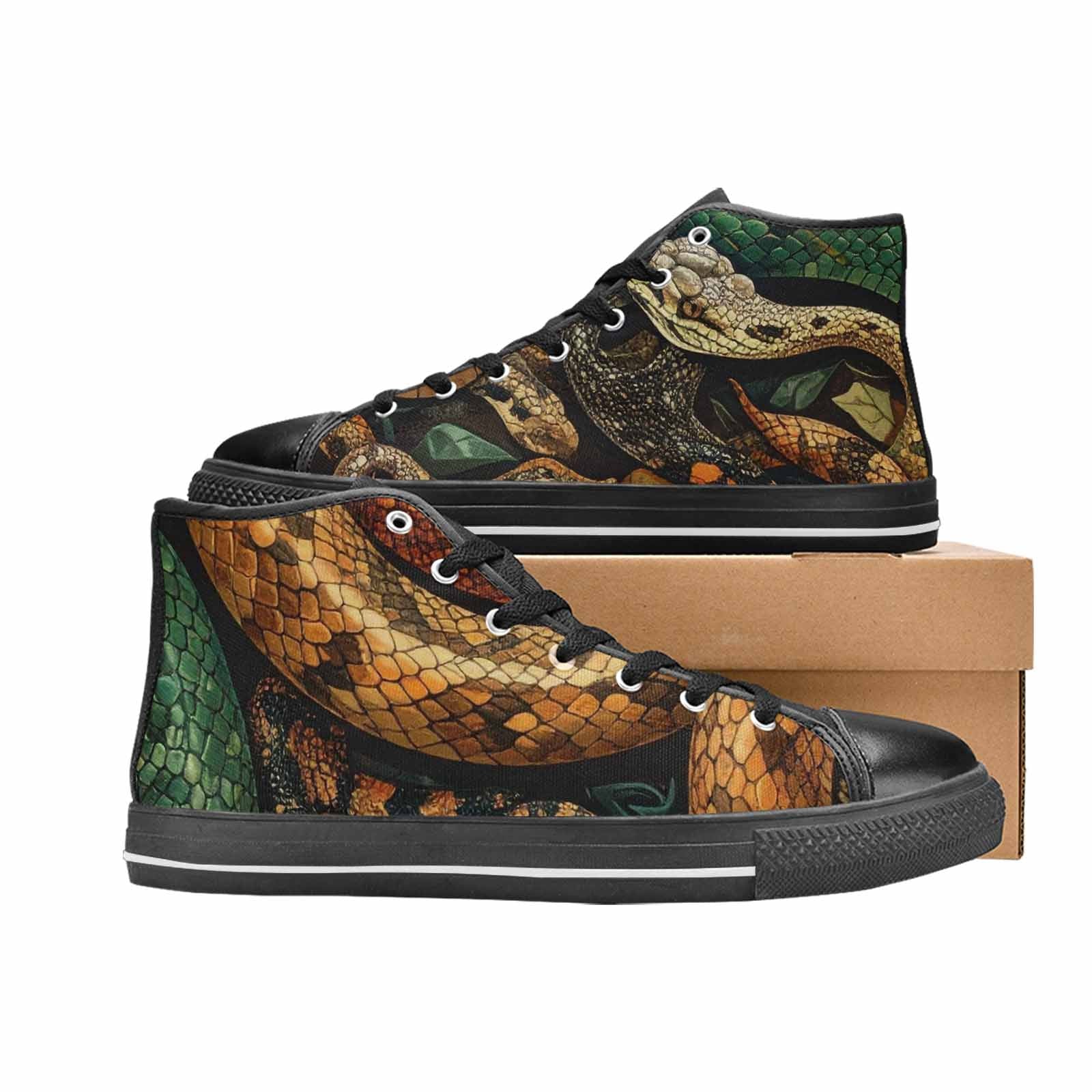 MEN'S Snake Skin Reptile High Top Canvas Neon Fantasy Custom Sneakers
