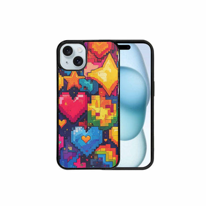iPhone 15 Plus Case — Pixel Art 8 Bit Burst Pattern, Custom Designed Case Cover