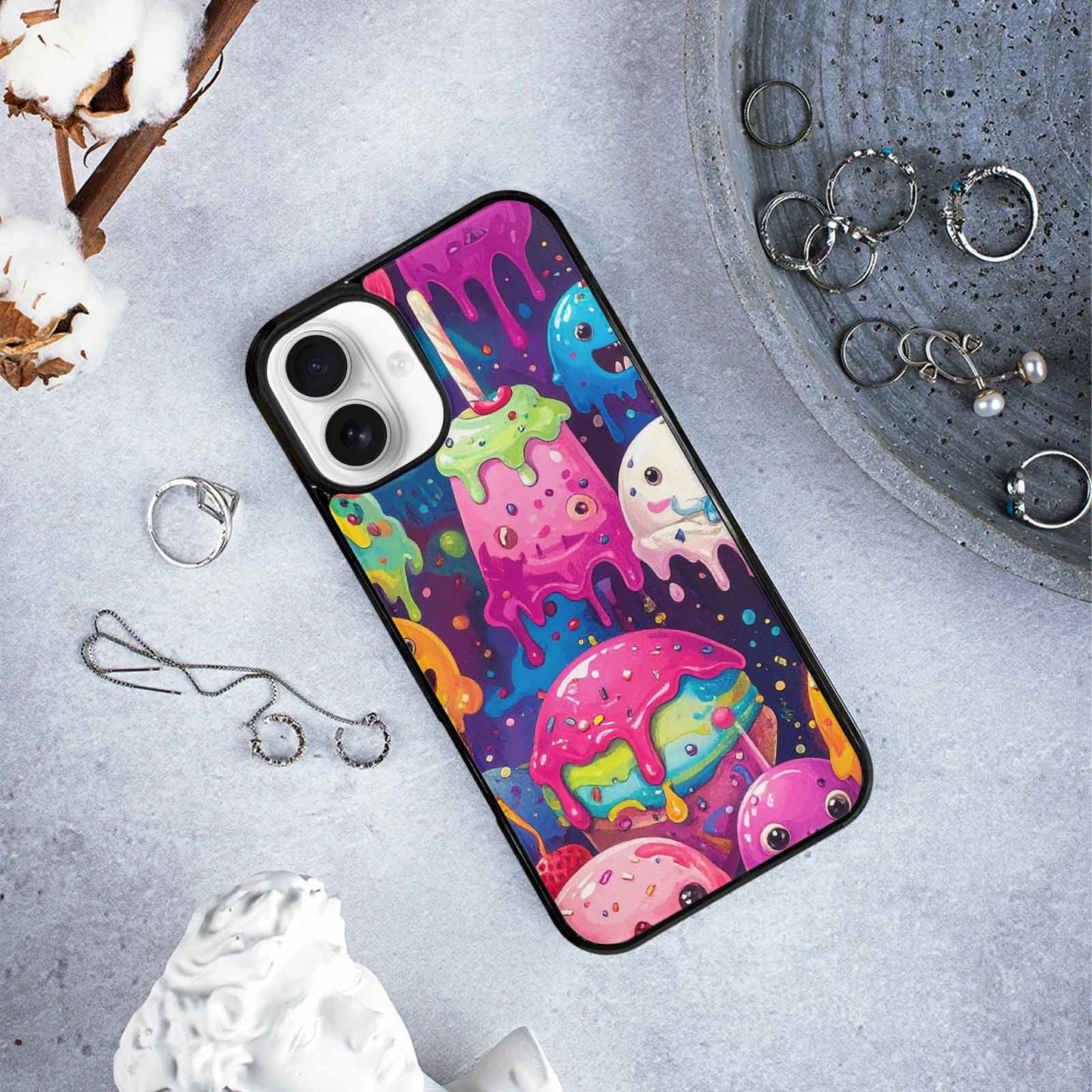 iPhone 16 Plus Case — Melting Ice Cream Monster Charac, Customized Protective Case