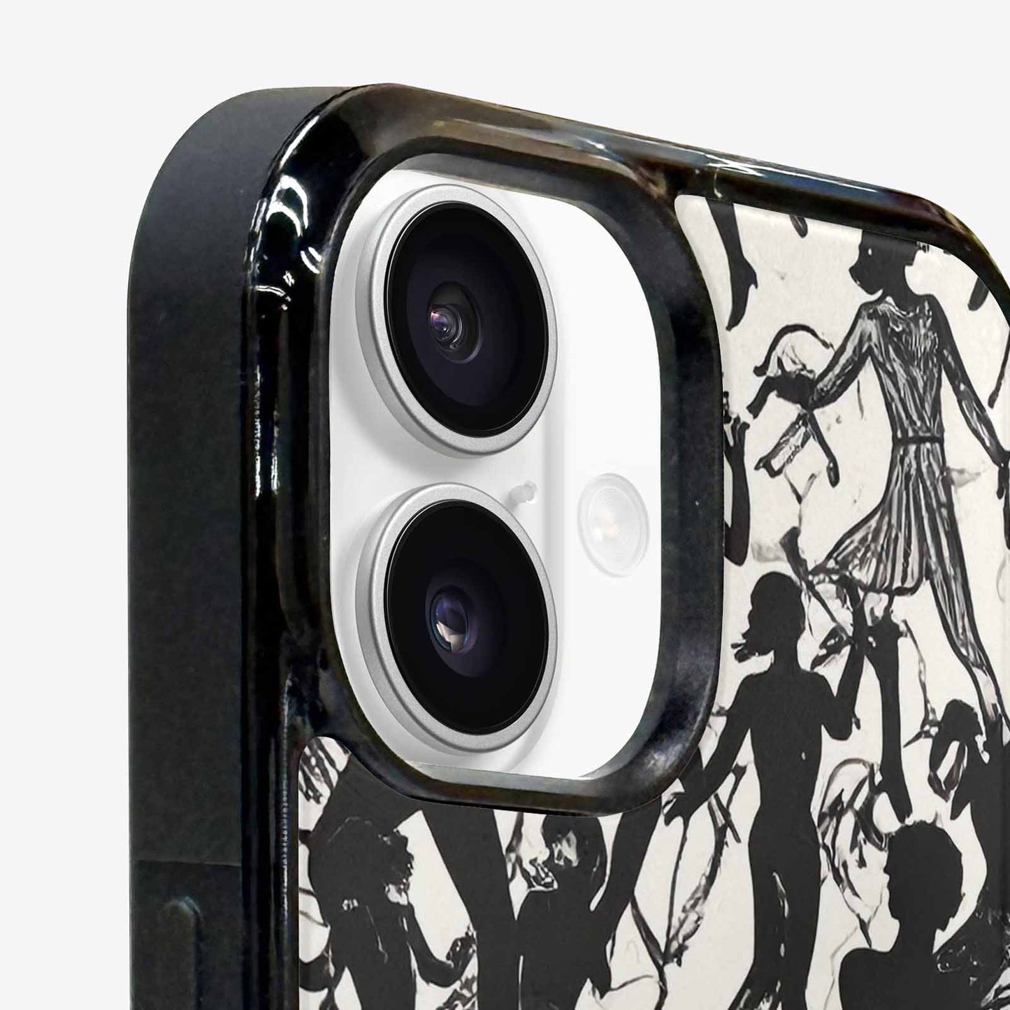 iPhone 16 Plus Case — Bold Dancing Figure Line Art Pattern, Original Design Phone Case