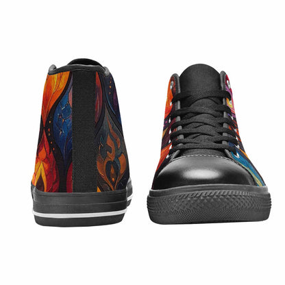 WOMEN'S Fire Flame High Top Canvas Wallpaper Art Sneakers