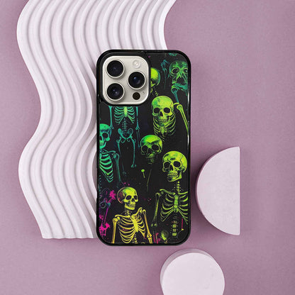 iPhone 16 Pro Max Case — Skeletons Neon Green Glowskele, Custom Phone Case