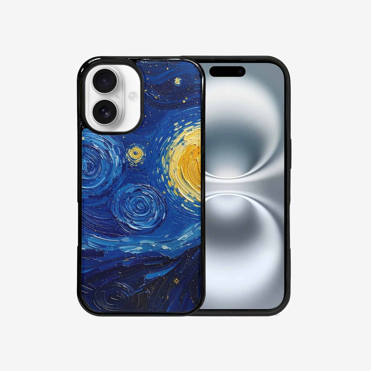 iPhone 16 Case — Swirling Deep Blue Night Sky Filled, Custom Print Case Cover