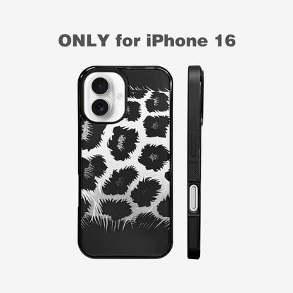 iPhone 16 Case — Leopard Print Black And White Style, Customized Protective Case