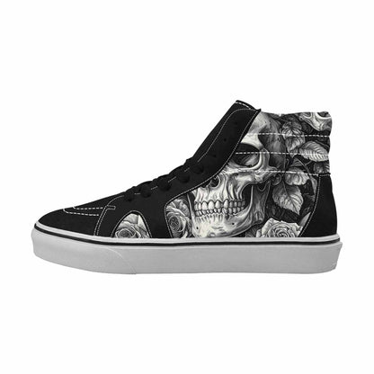 WOMEN'S Skulls Roses Pen Ink High Top Canvas Grunge Shoes