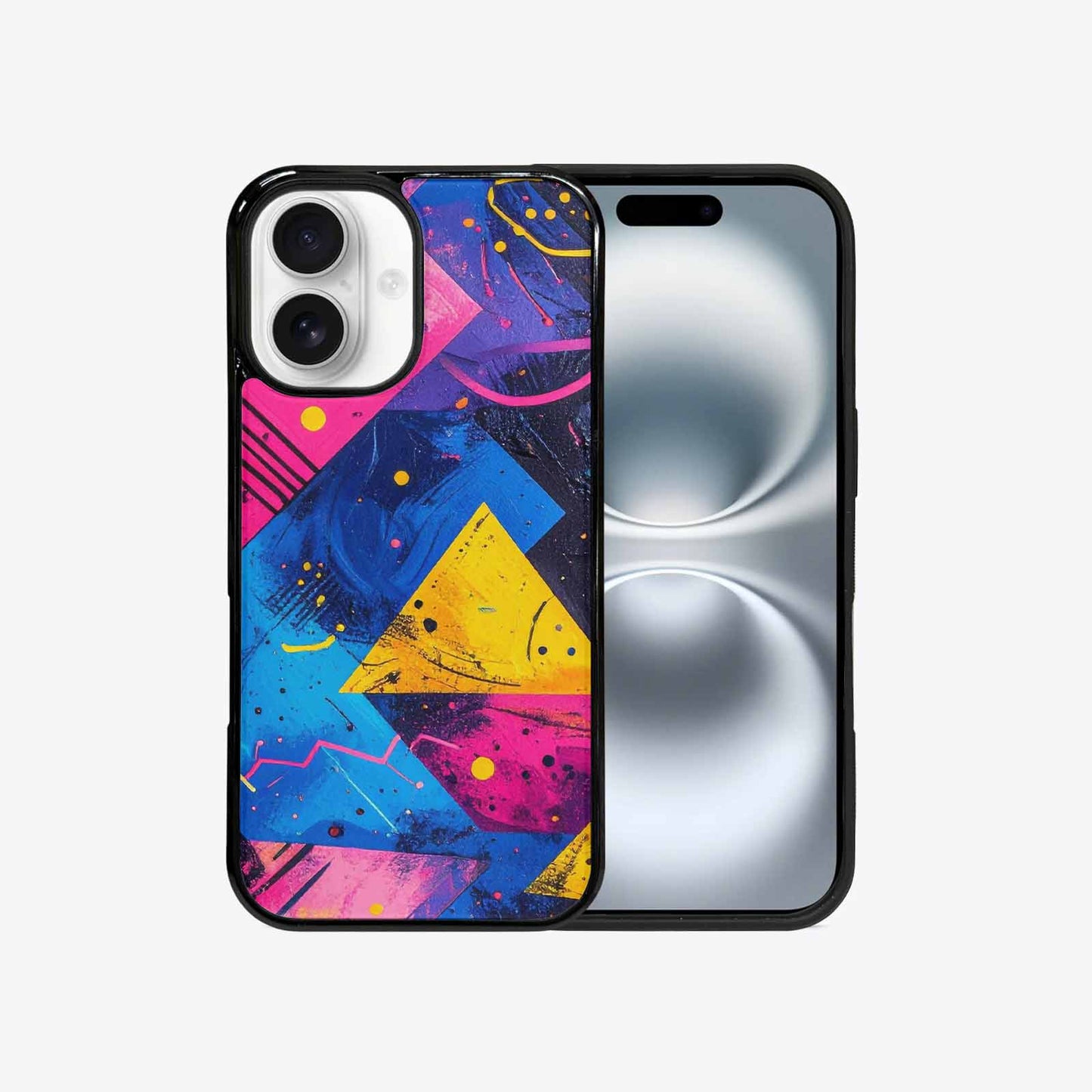 iPhone 16 Case — Memphis Squiggles Triangles Dots, Original Design Phone Case