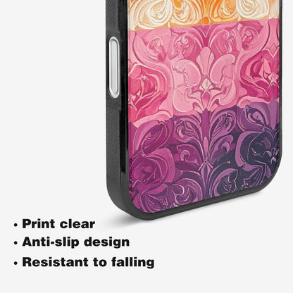 iPhone 16 Case — Lesbian Flag Color Theme Small Rainbow, Custom Designed Case Cover