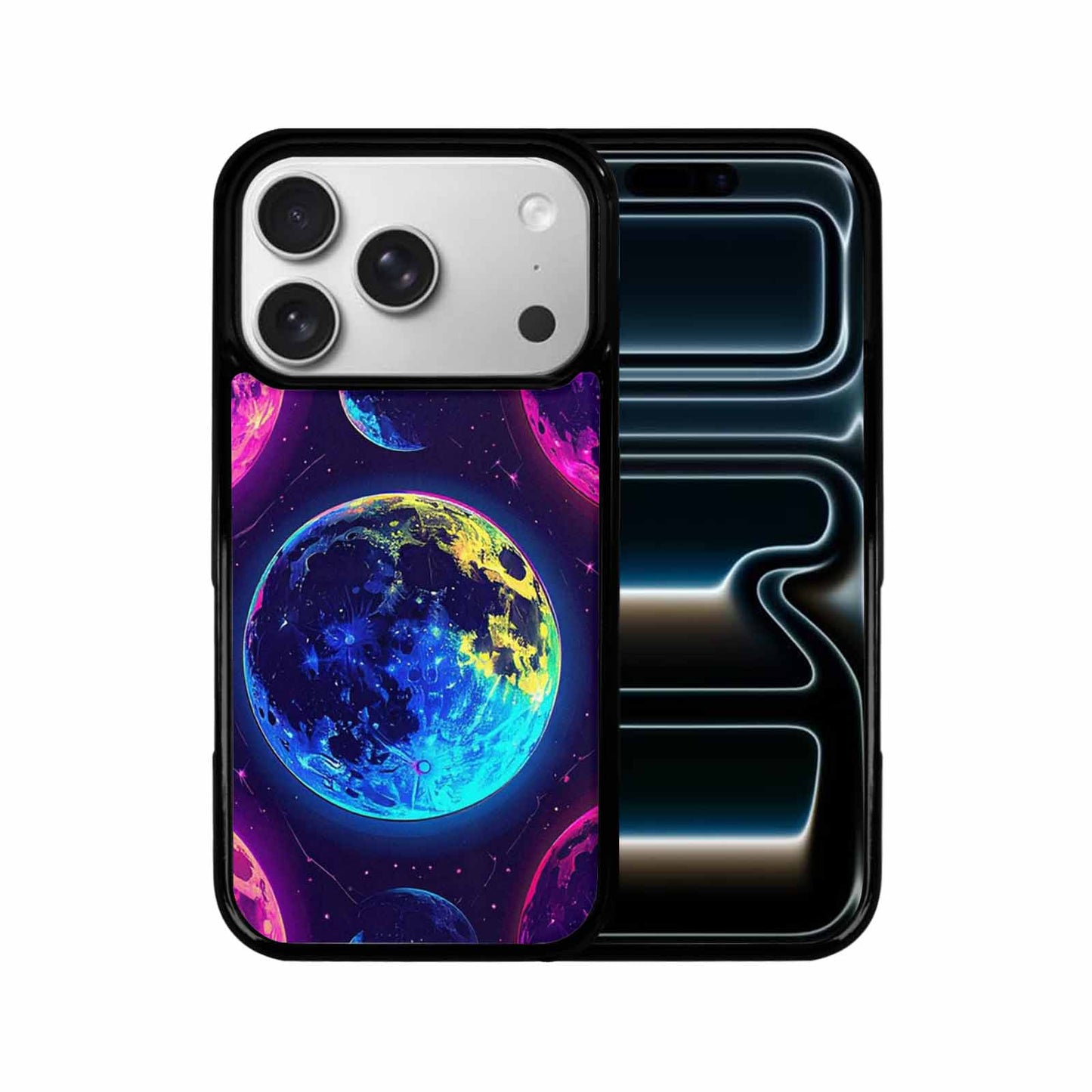 iPhone 17 Pro Case — Neon Winter Moon Seamless Cartoon Cute, Unique Phone Case Design