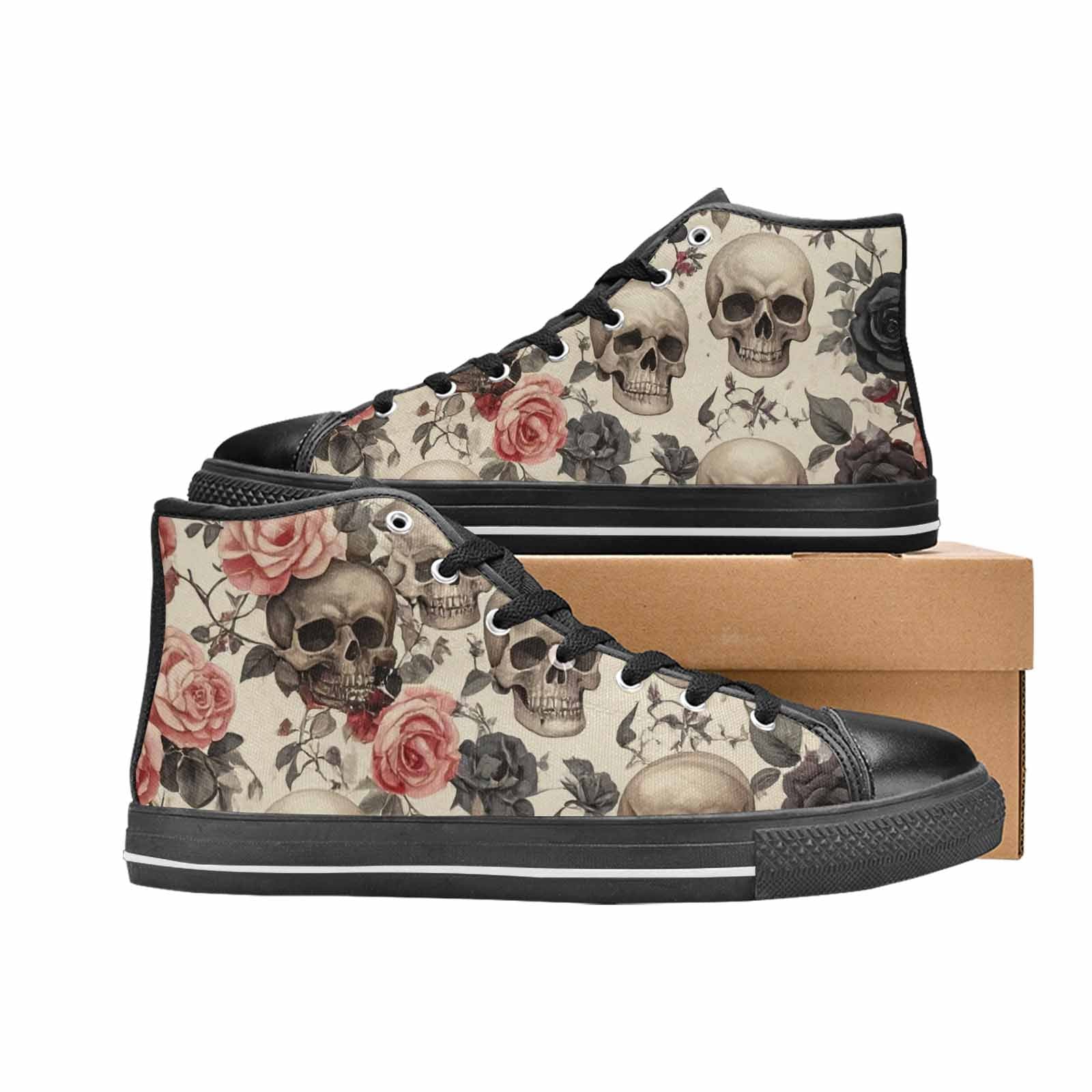 MEN'S Skulls - Roses High Top Canvas Aesthetic Custom Shoes