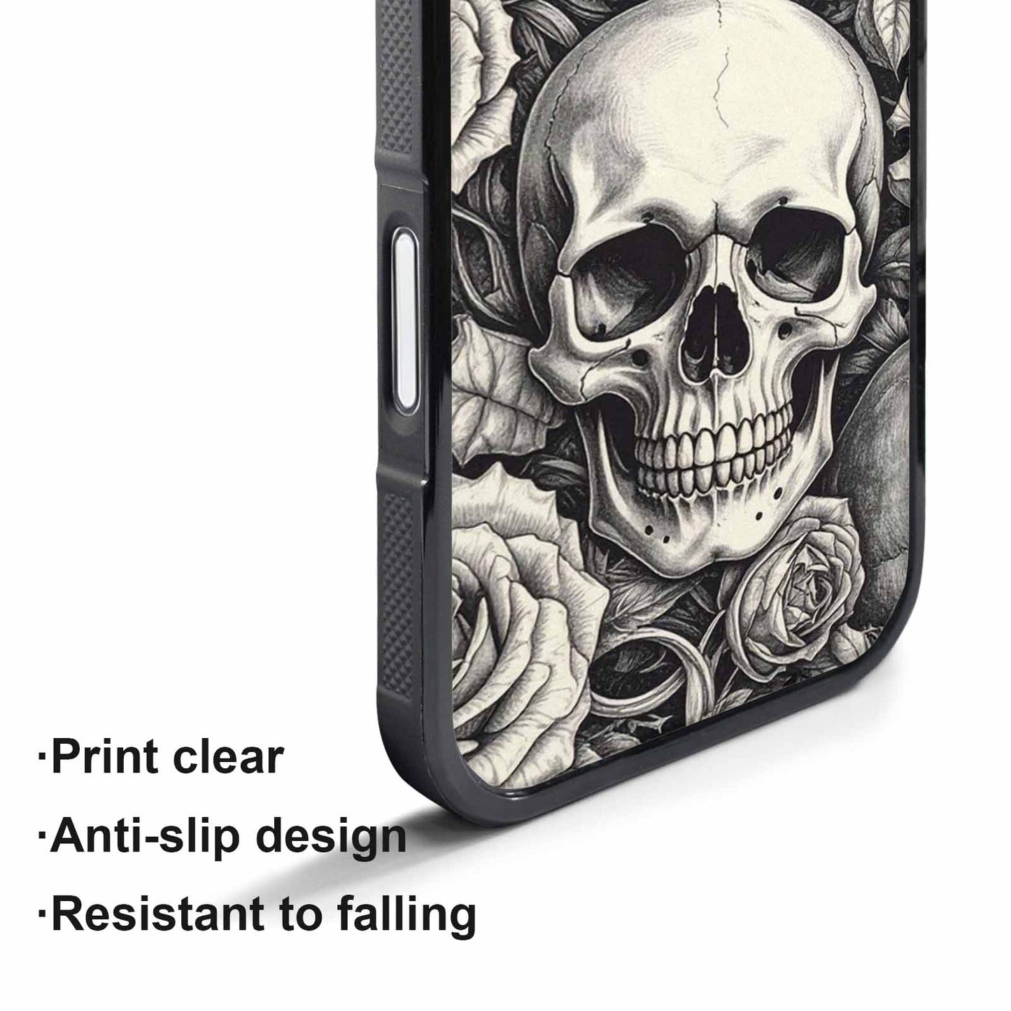 iPhone 17 Pro Case — Skulls Roses Pen Ink Gothic Skulls, Personalized Phone Case
