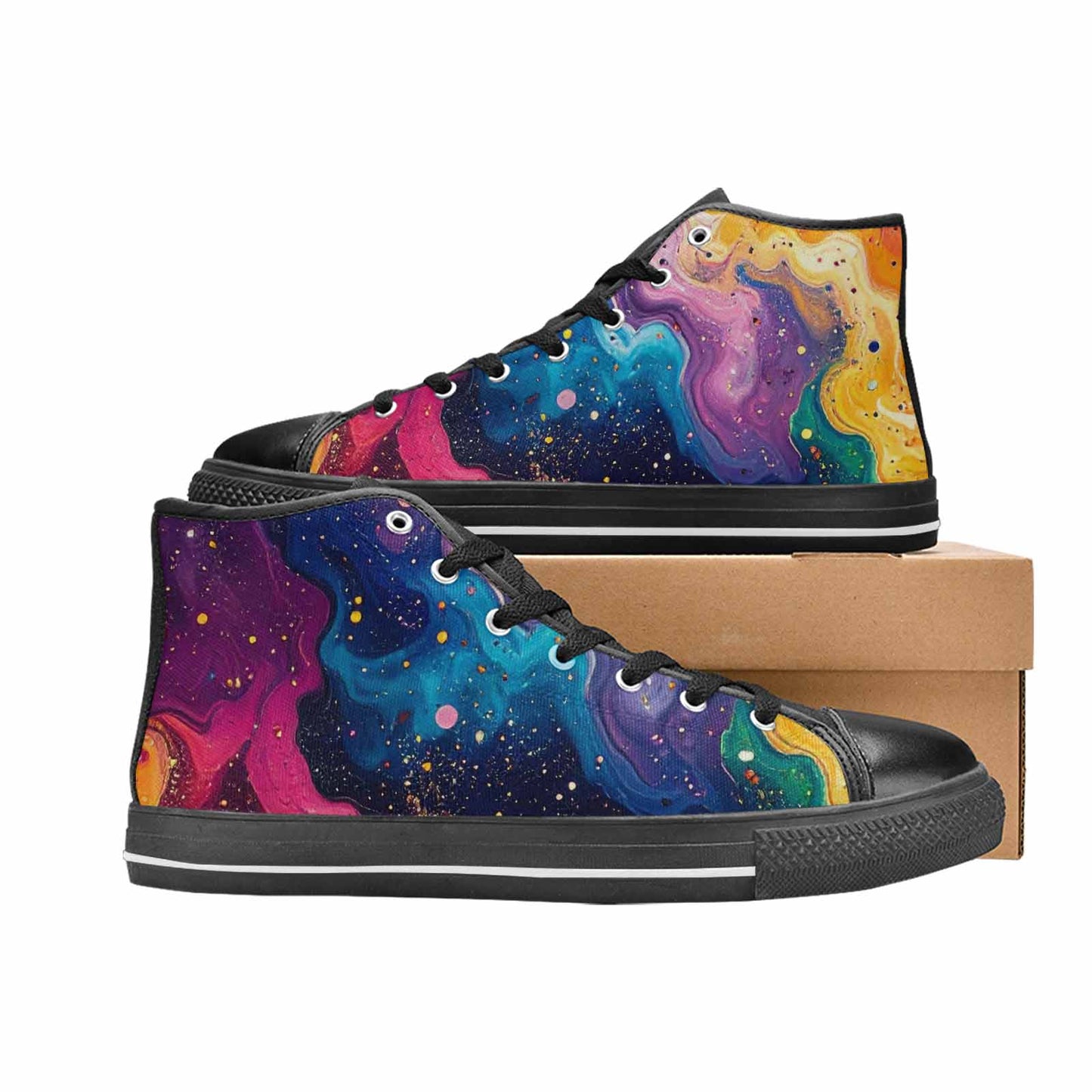 MEN'S Galaxy Art - High Top Canvas Vibrant Chaos Custom Shoes
