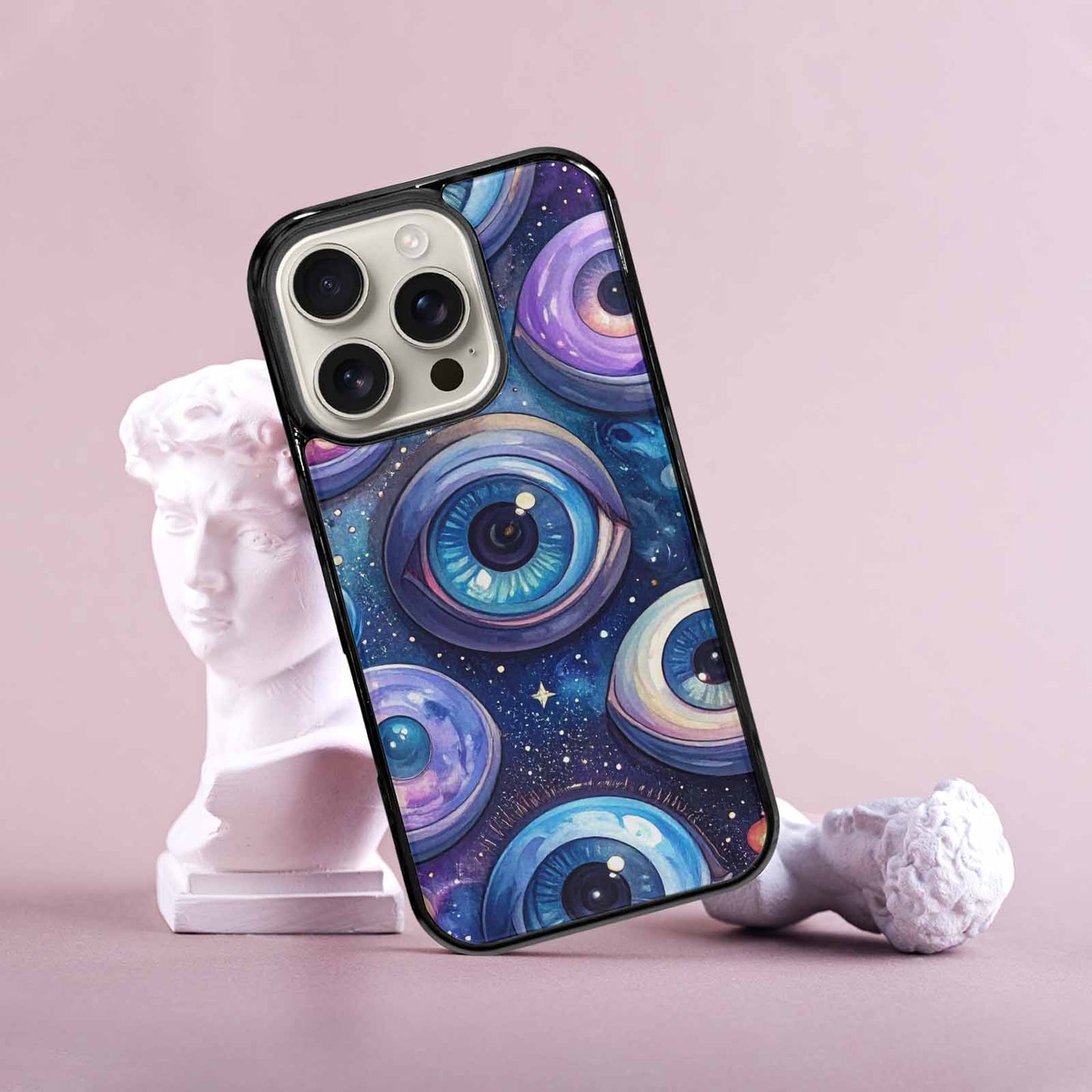 iPhone 16 Pro Case — Cartoon Eyeballs Galaxy Personalized Phone Cover, Custom Printed Phone Case