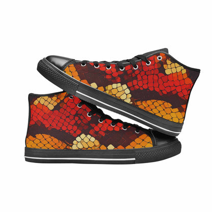 MEN'S Dark Snake Print High Top Canvas Surreal Custom Sneakers