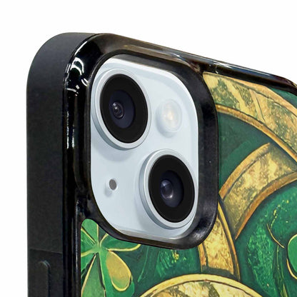 iPhone 15 Plus Case — Irish Celtic Knot Pattern Shamrocks Seamless, Custom Phone Case