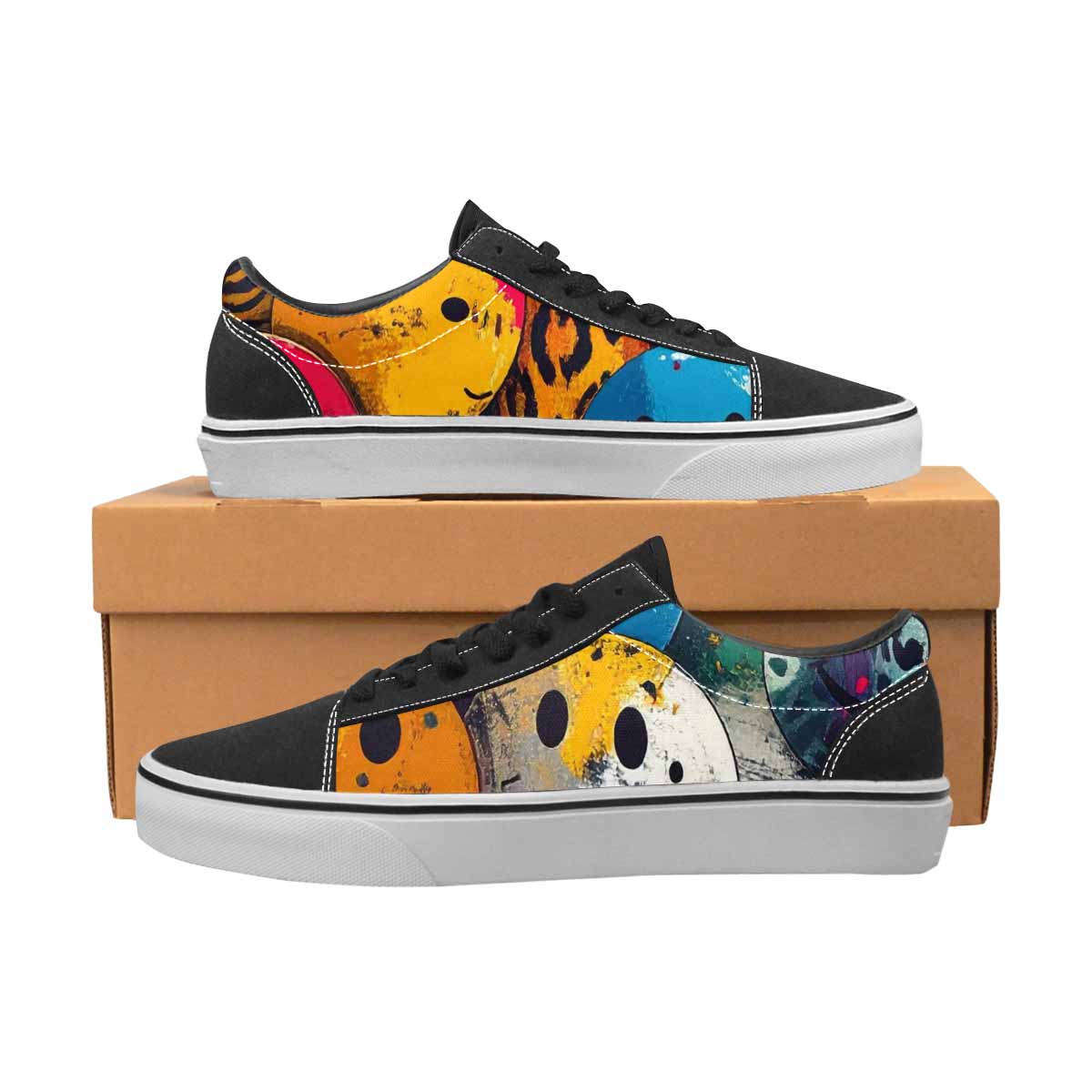 WOMEN'S Smiley Faces Lace-Up Canvas Vibrant Chaos Sneakers