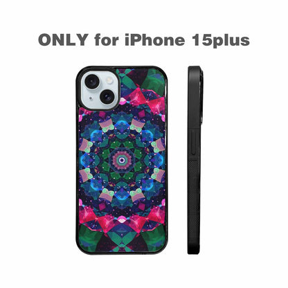 iPhone 15 Plus Case — Crystal Mandala Art Seamless Pattern Vibrant, Custom Made Phone Cover