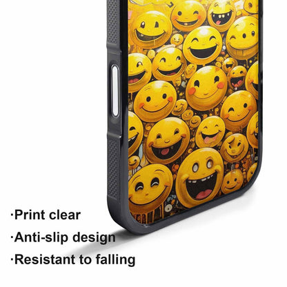 iPhone 17 Pro Max Case — Melting Moon Smiley Yellow Original Art, Custom Designed Case Cover