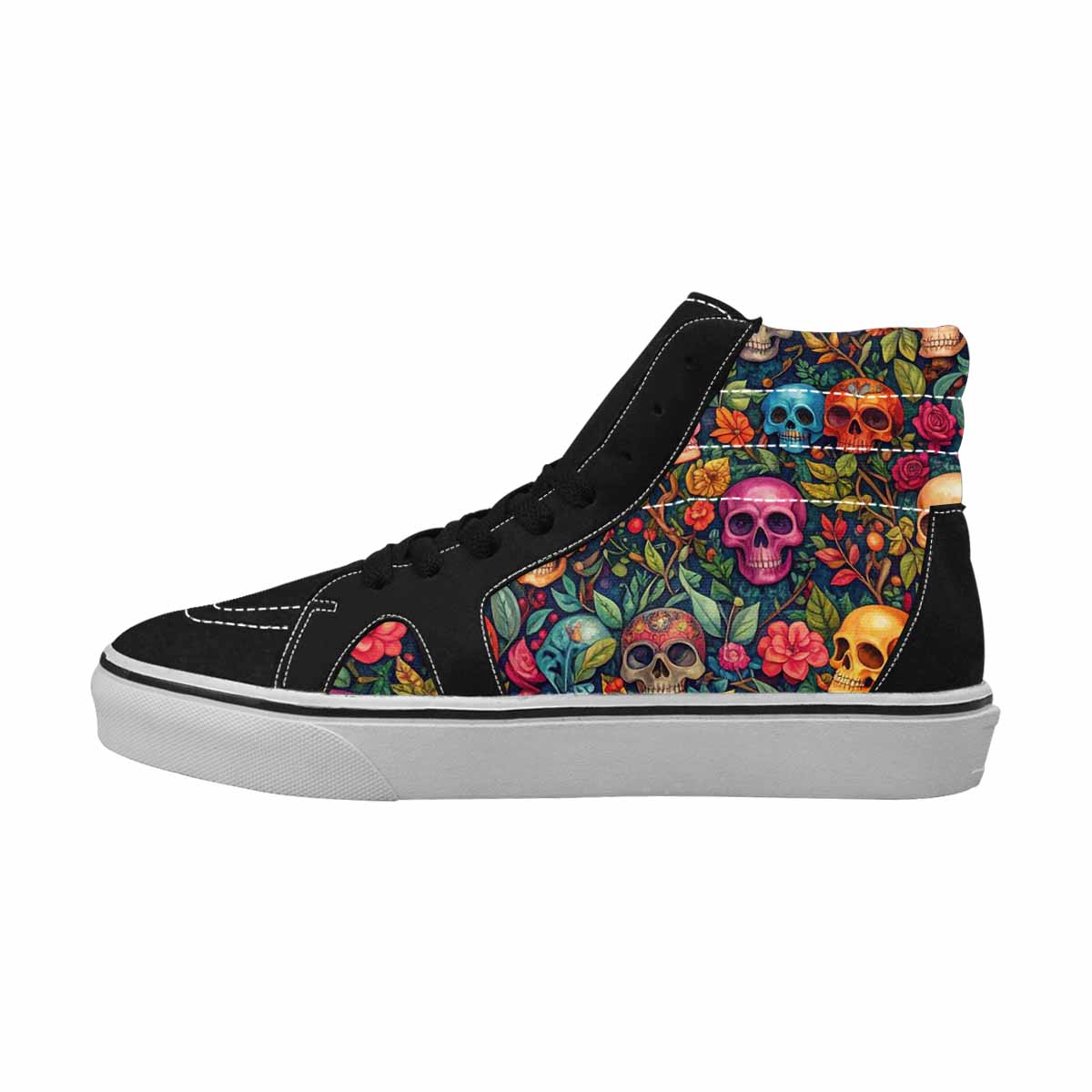 MEN'S Skulls  Botanical Skulls High Top Canvas Vibrant Chaos Sneakers