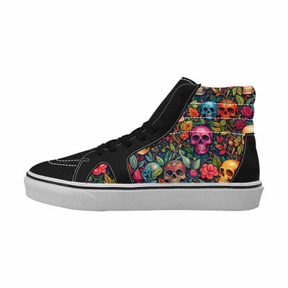 MEN'S Skulls  Botanical Skulls High Top Canvas Vibrant Chaos Sneakers