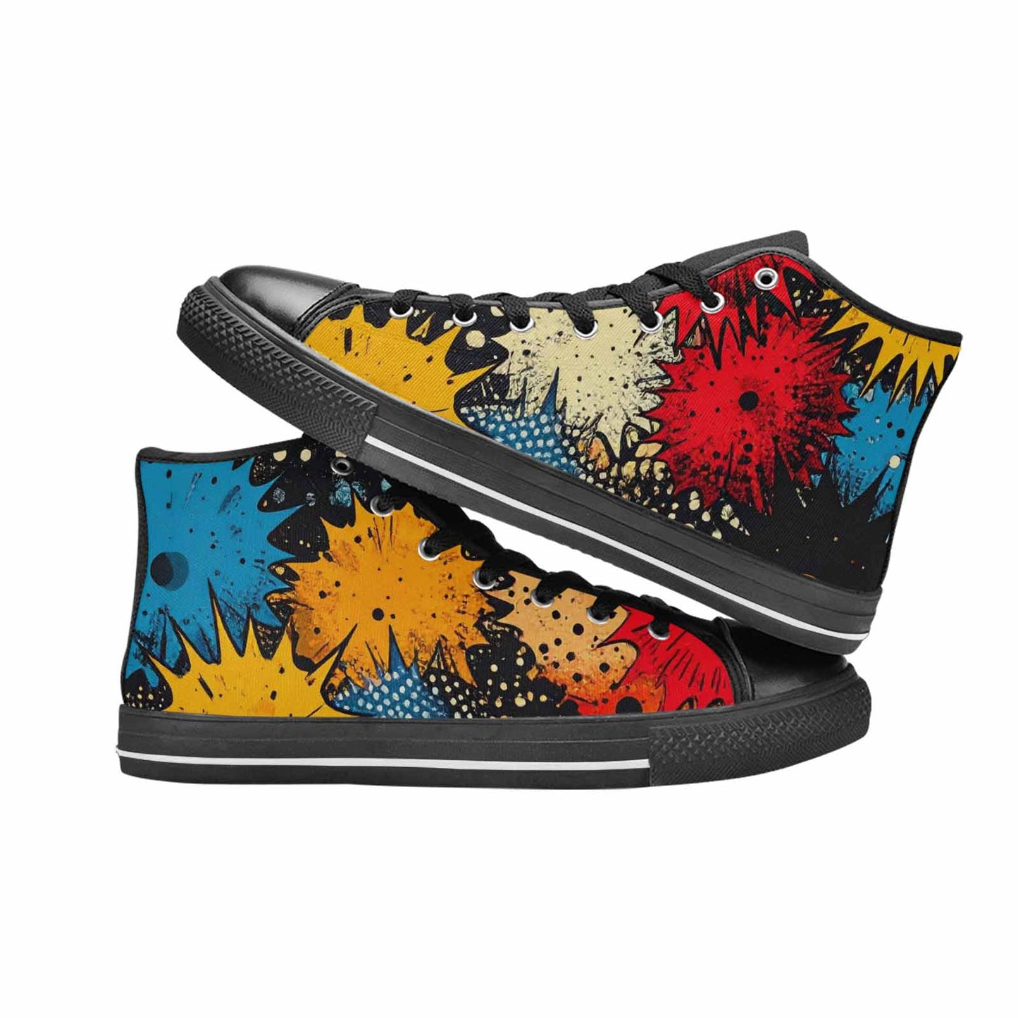 MEN'S Comic Book Halftone High Top Canvas Vibrant Chaos Custom Shoes
