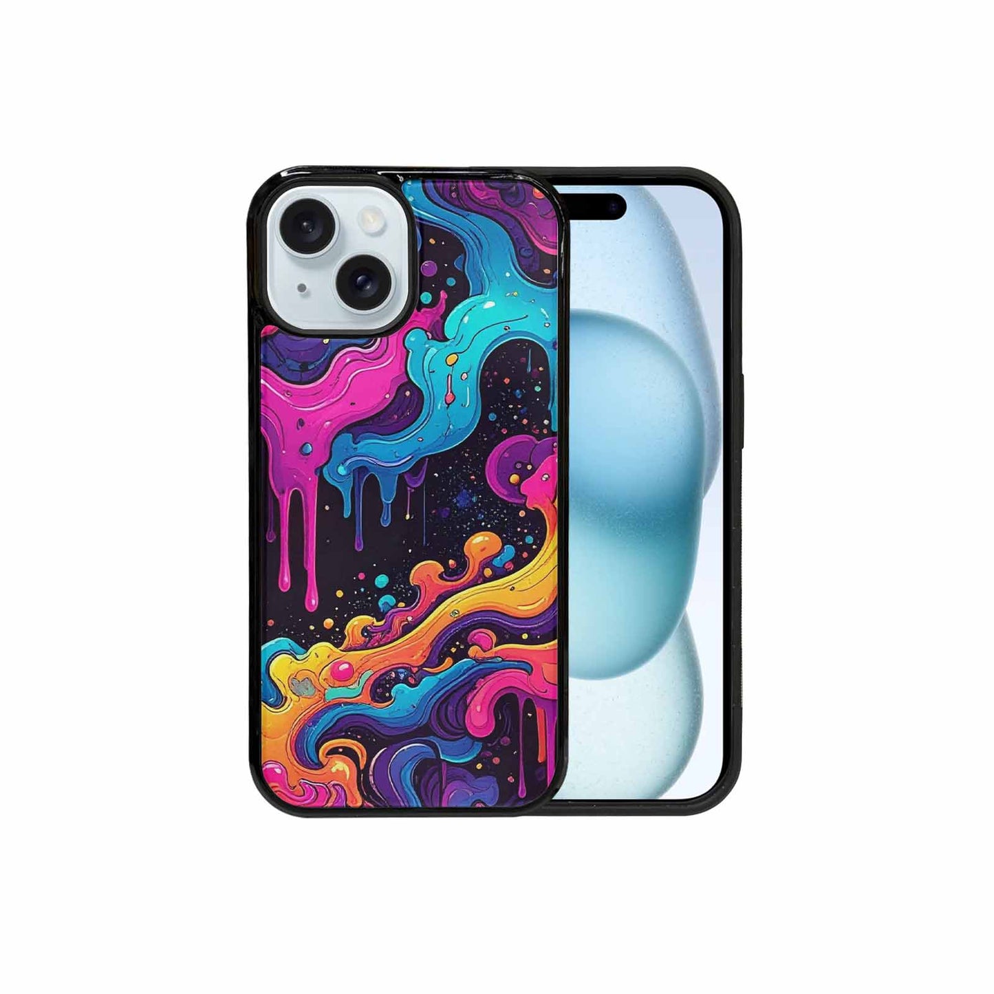iPhone 15 Case — Neon Drip Galaxy Custom, Custom Art Phone Cover