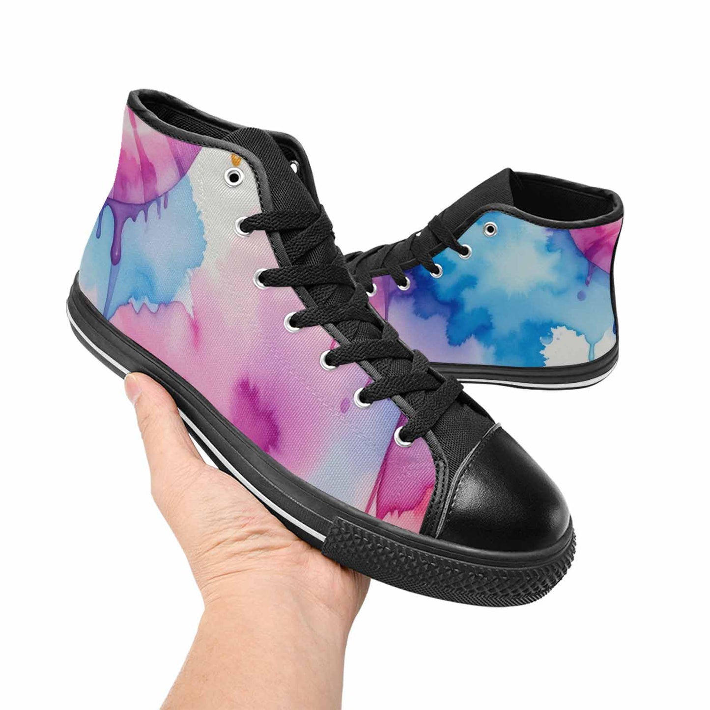 MEN'S Dripping Tie Dye Spiral High Top Canvas Wallpaper Art Sneakers
