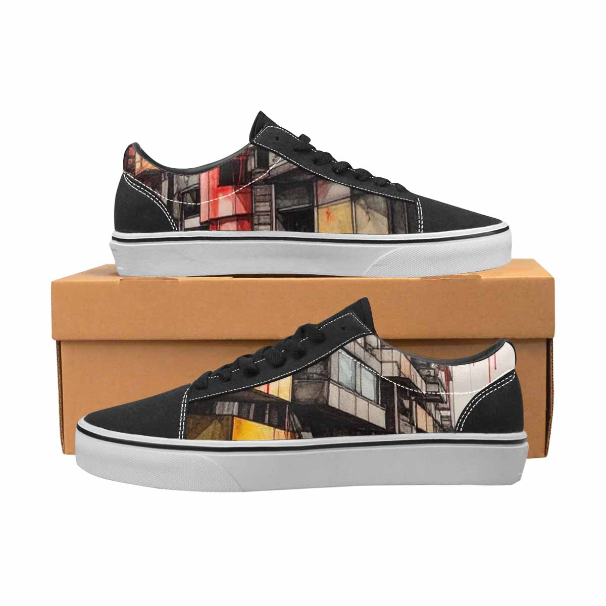 WOMEN'S Liminal Space Fragment Lace-Up Canvas Kaleidoscope Custom Sneakers