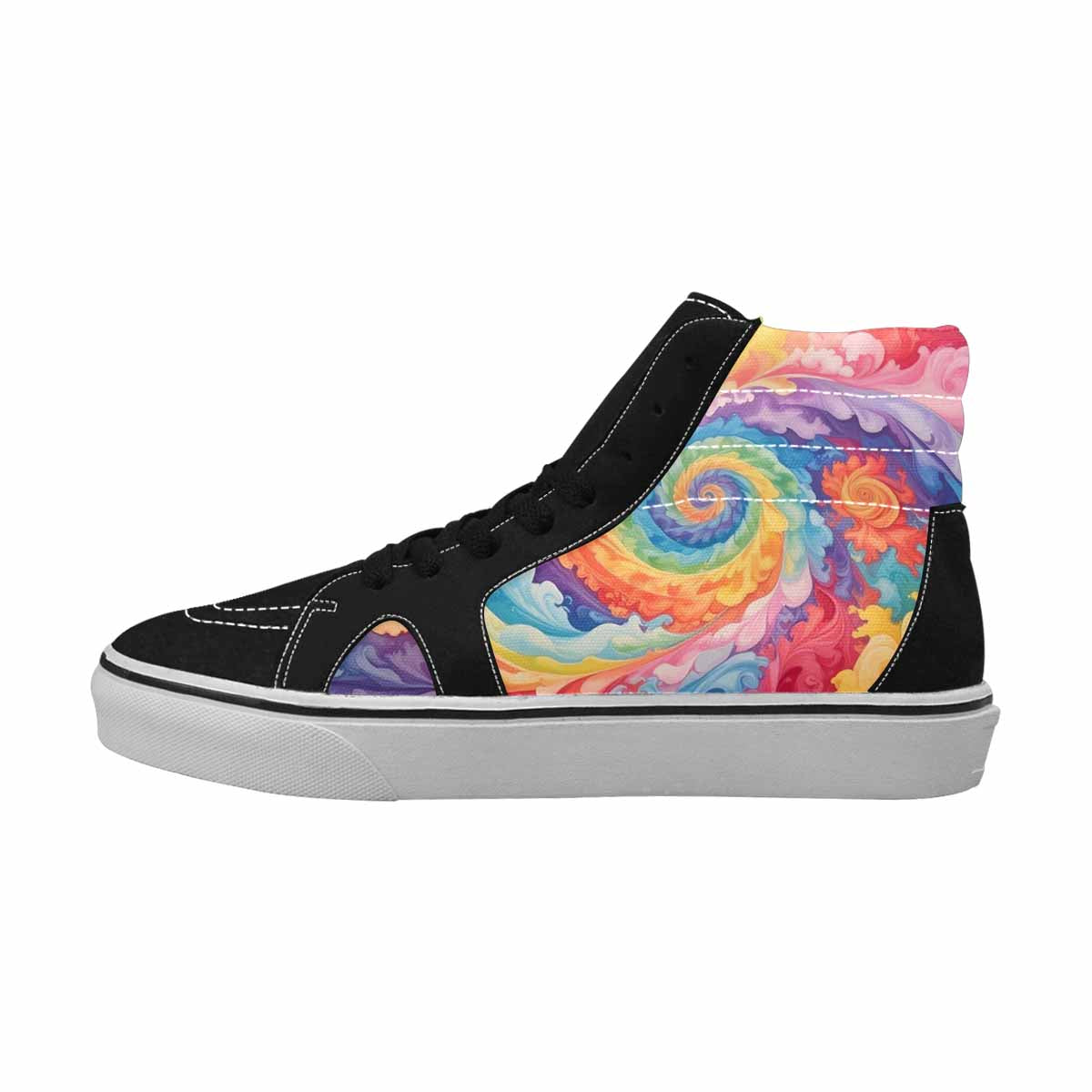MEN'S Tie Dye Swirls Tie High Top Canvas Melting Art Custom Sneakers
