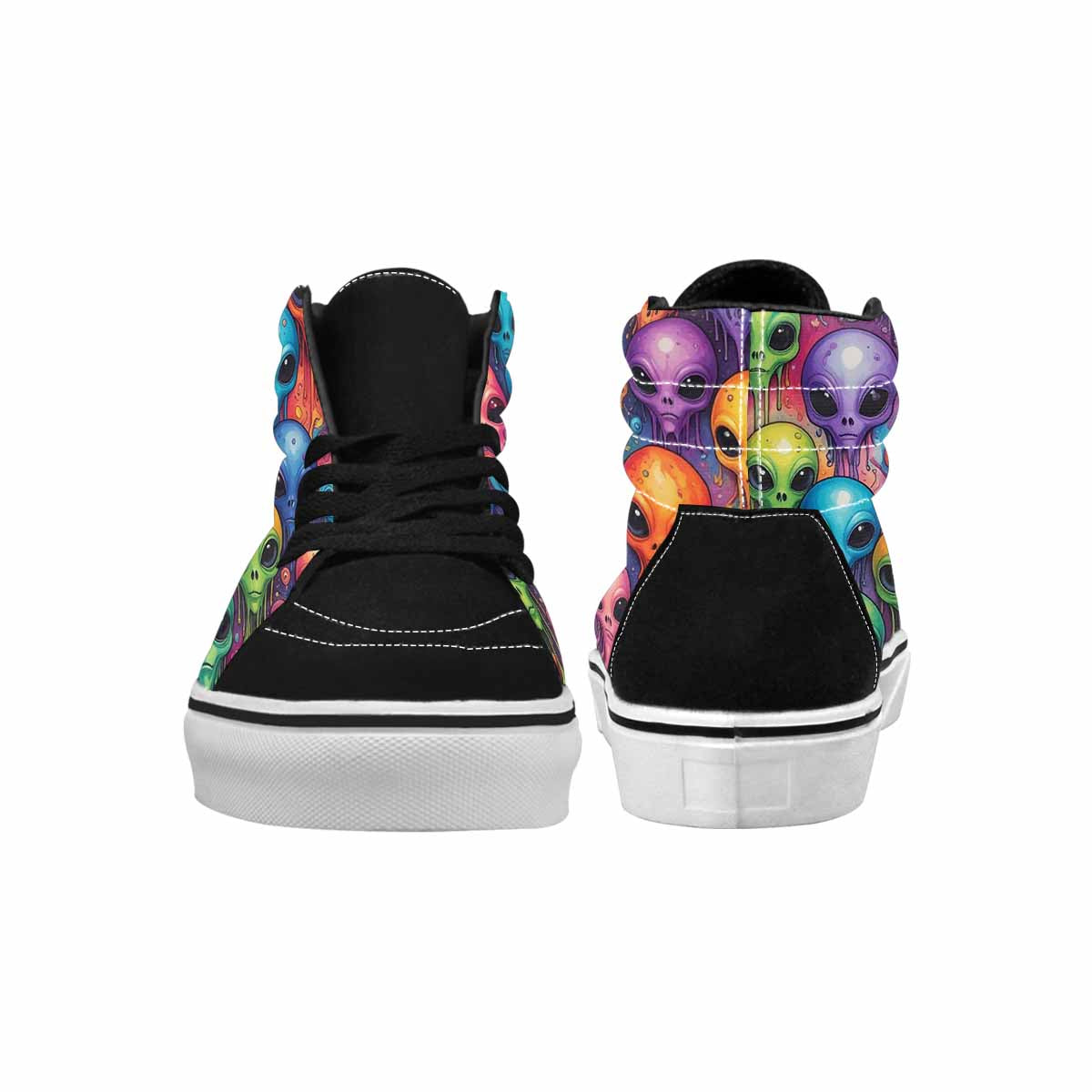 WOMEN'S Alien High Top Canvas Graphic Print Wallpaper Art Custom Kicks