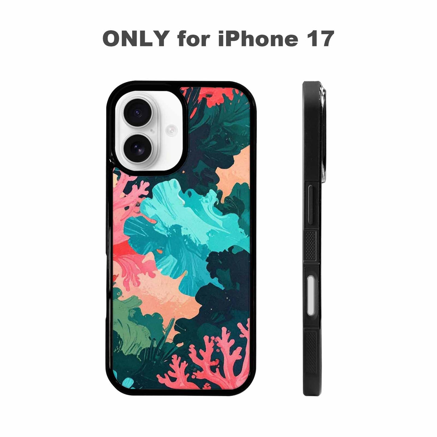 iPhone 17 Case — Camo Coral Turquoise Camo, Customized Protective Case