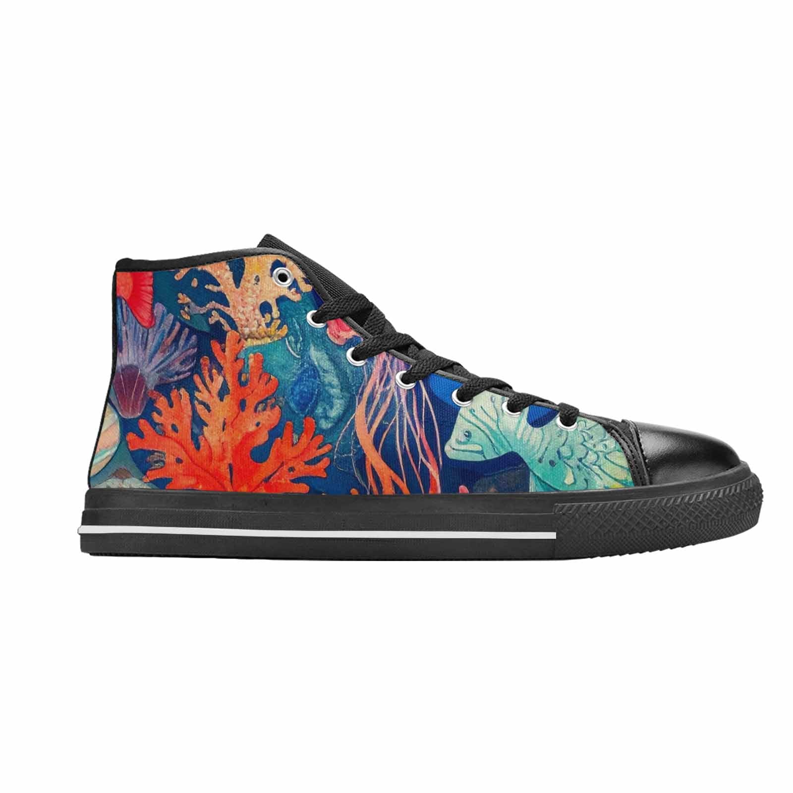 WOMEN'S Fish Scale Coral High Top Canvas Vivid Custom Shoes