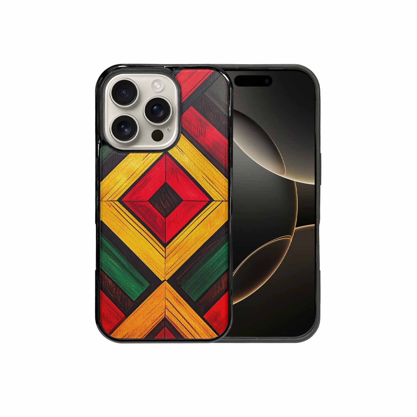 iPhone 16 Pro Case — African Kente Cloth Inspired Pattern Geometric, Custom Printed Phone Case