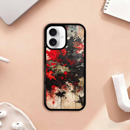 iPhone 17 Case — Black &amp; Red Ink Camo, Custom Print Case Cover