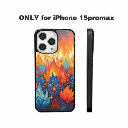 iPhone 15 Pro Max Case — Flame Burst Full Color Vibrant Flame, Original Design Phone Case
