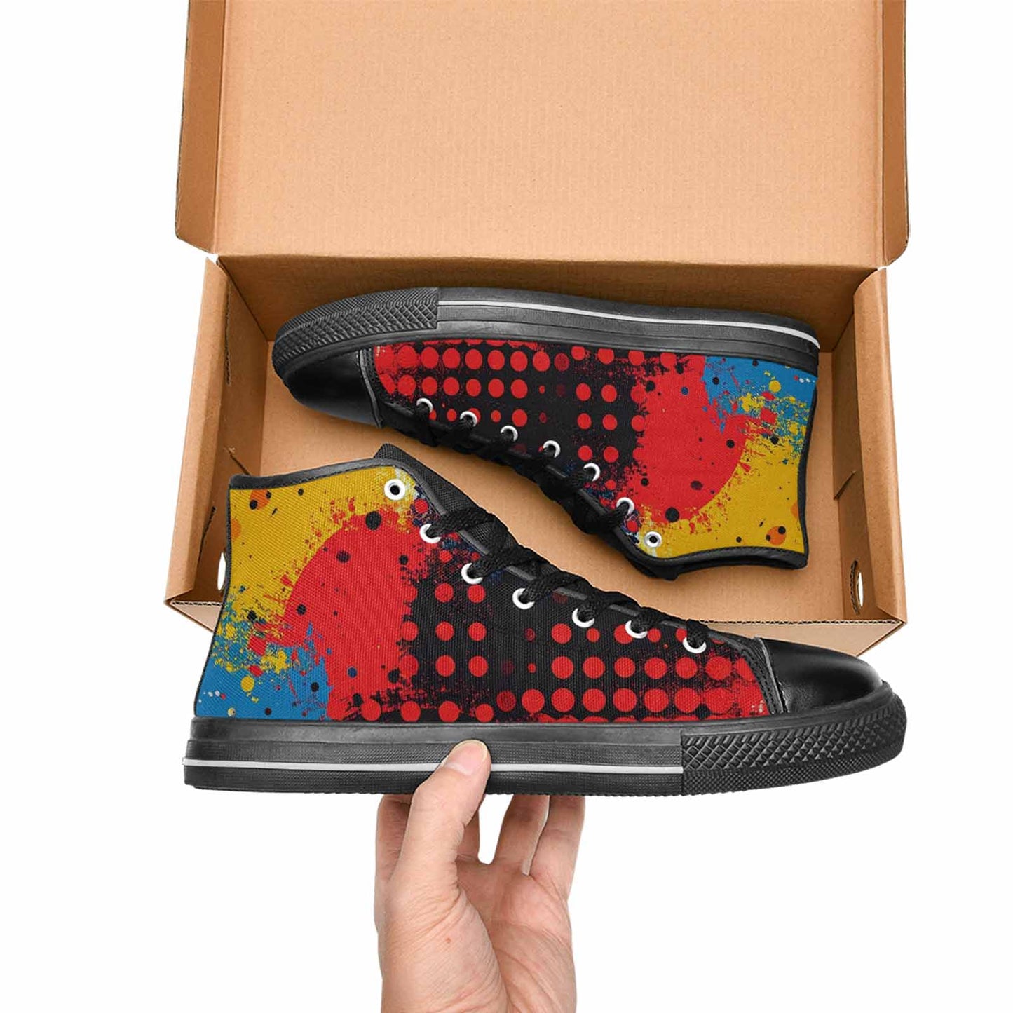 MEN'S Comic Book Halftone High Top Canvas Vibrant Chaos Custom Shoes