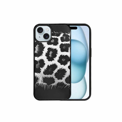iPhone 15 Plus Case — Leopard Print Black And White Style, Custom Art Phone Cover