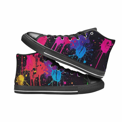 WOMEN'S Paint Splatter High Top Canvas Grunge Custom Shoes