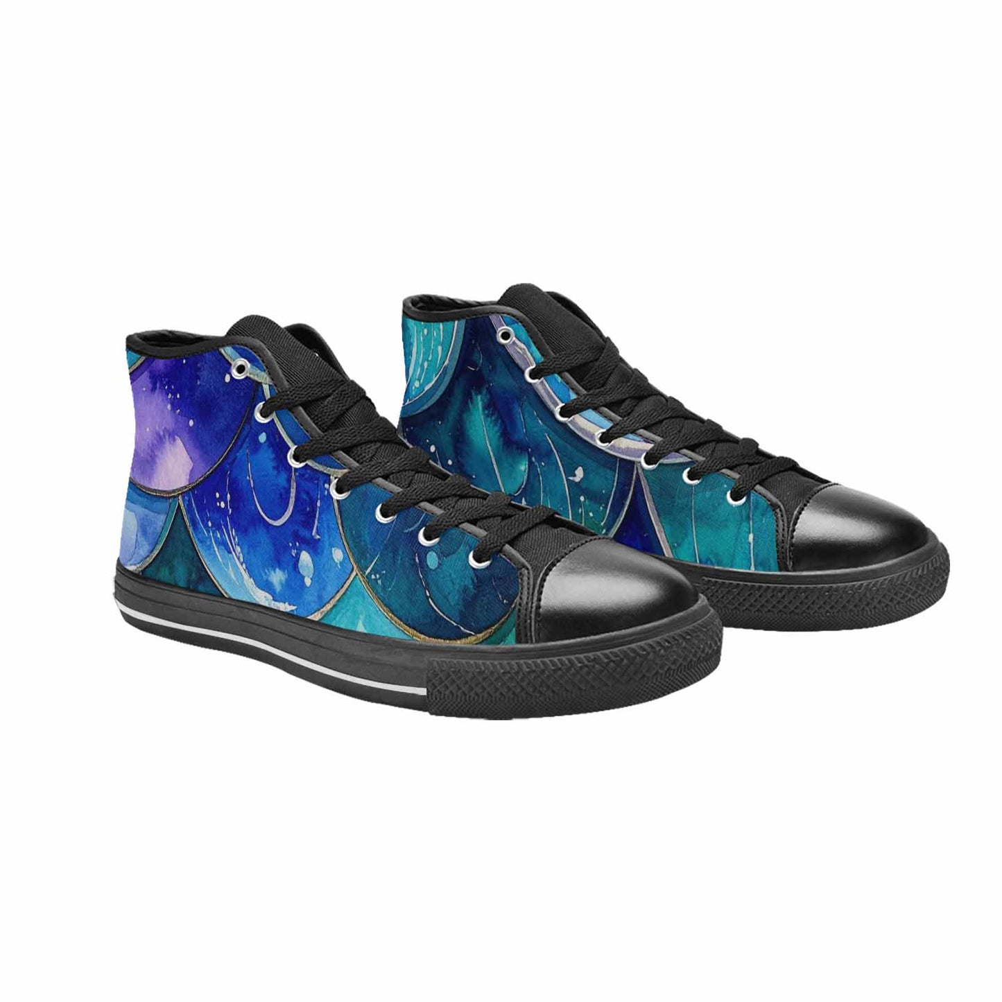 MEN'S Mermaid Scale High Top Canvas Vivid Sneakers
