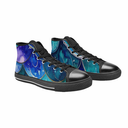 MEN'S Mermaid Scale High Top Canvas Vivid Sneakers