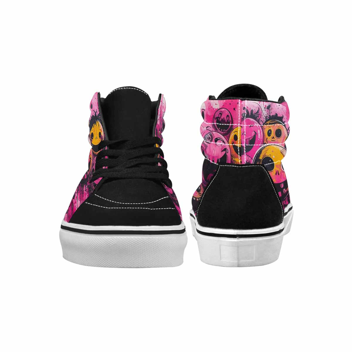 MEN'S Melting Moon Smiley High Top Canvas Vibrant Chaos Sneakers
