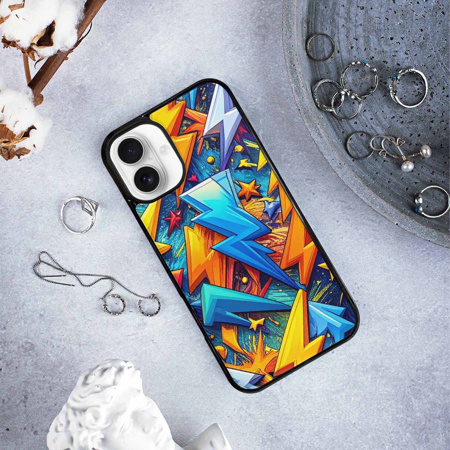 iPhone 16 Plus Case — Lightning Bolt Storm Pattern Hundreds Of, Custom Art Phone Cover