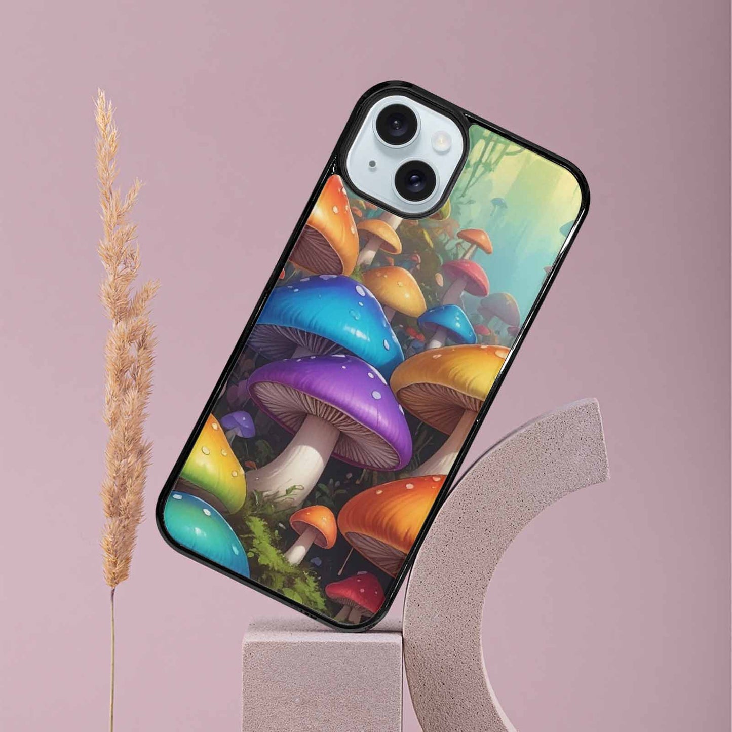 iPhone 15 Plus Case — Overlapping Endlessly No Empty Space Mushrooms, Personalized Phone Case