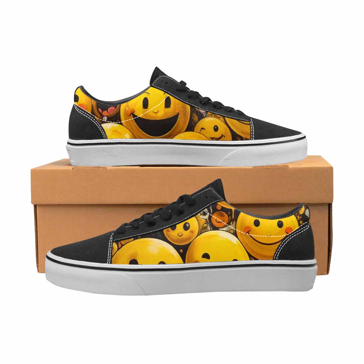 WOMEN'S Melting Moon Smiley  Lace-Up Canvas Dreamcore Shoes
