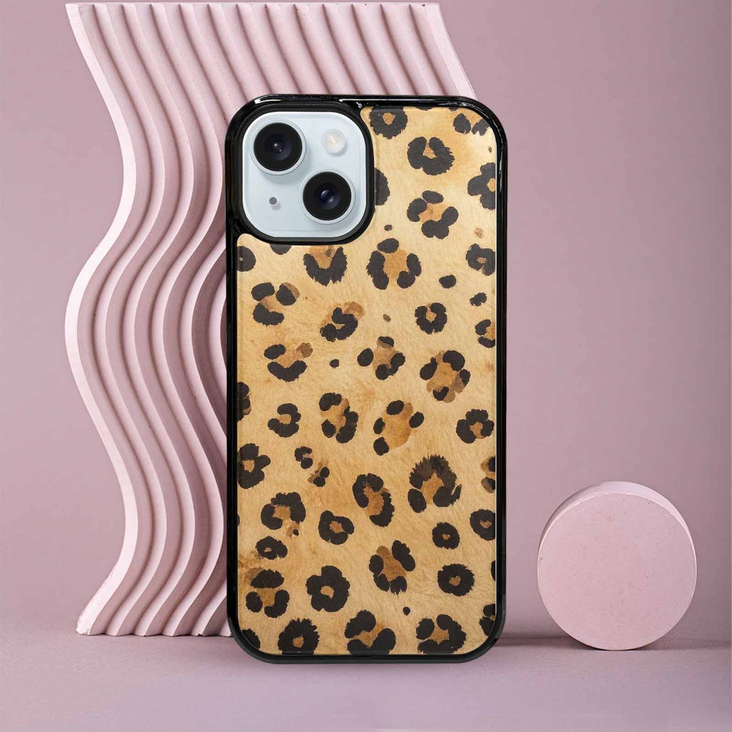 iPhone 15 Case — Cheetah Print Sandy Tan Base With, Custom Print Case Cover