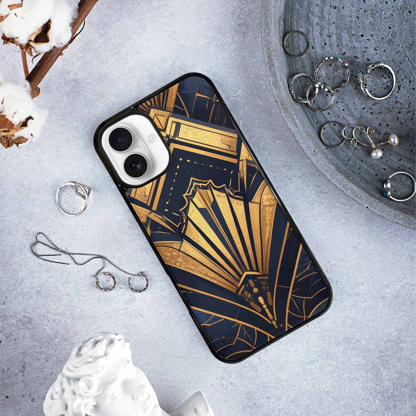 iPhone 16 Plus Case — Art Deco Illustration Pattern, Custom Print Case Cover