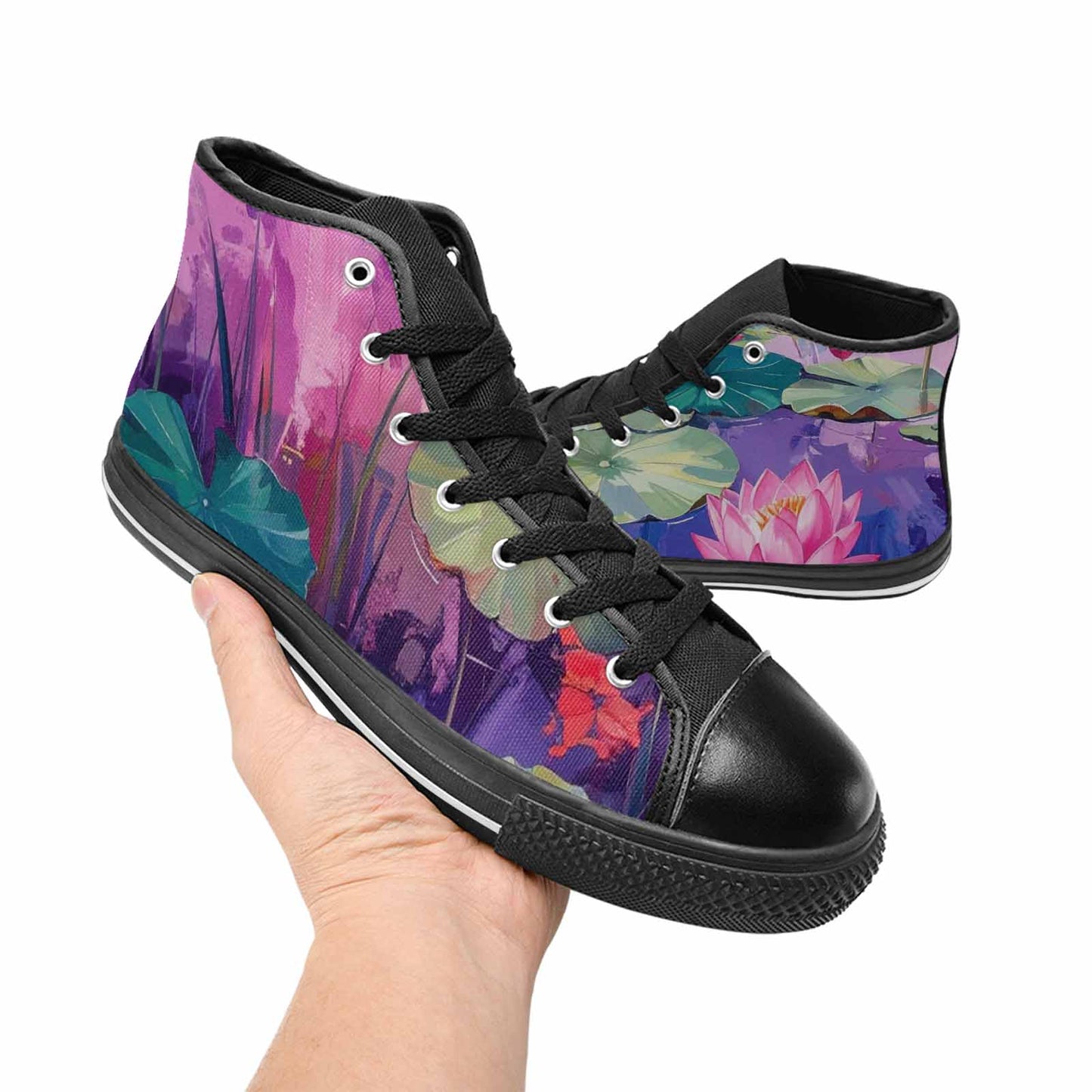 WOMEN'S Monet-Style Impressionist Water High Top Canvas Vivid Shoes